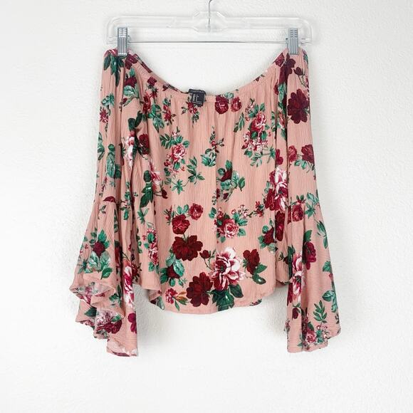 Forever 21 Shirt Womens Small Off Shoulder Flare Sleeve Boho Romantic Feminine S - Picture 1 of 6
